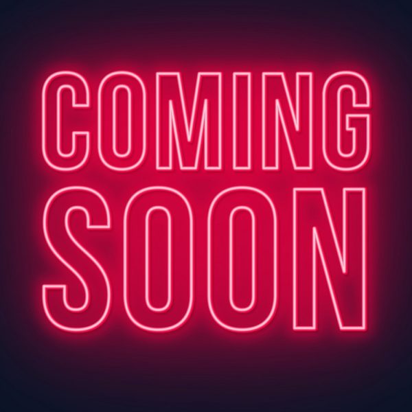 Coming soon neon sign on black background. Vector illustration.